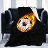 Soccer Flannel Throw Blanket Football Soccer Pattern Double Single for Bed Sofa Couch Lightweight Warm Soft Ball Sport Blanket