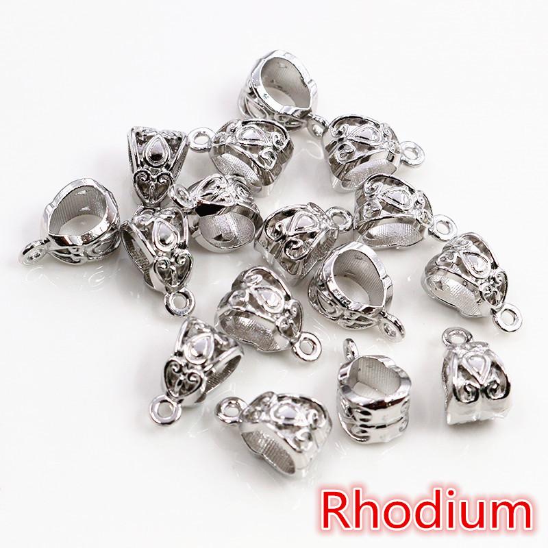 20pcs 13x8x8mm Beads Bails Pendants Jewelry Making DIY Necklace Silver Plated Gold Black Beads Bails Pendants Charm Beads Bails