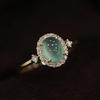 Elegant Women's Chinese Style Open Ring with Large Oval Chalcedony Inlay