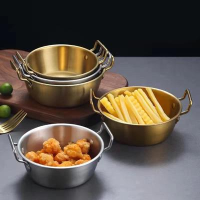 Koreanische Küche Schüssel Edelstahl Rührschüssel mit Doppelgriffen Servierschüssel Vorspeisenplatte Saucenschälchen für Zuhause Restaurant