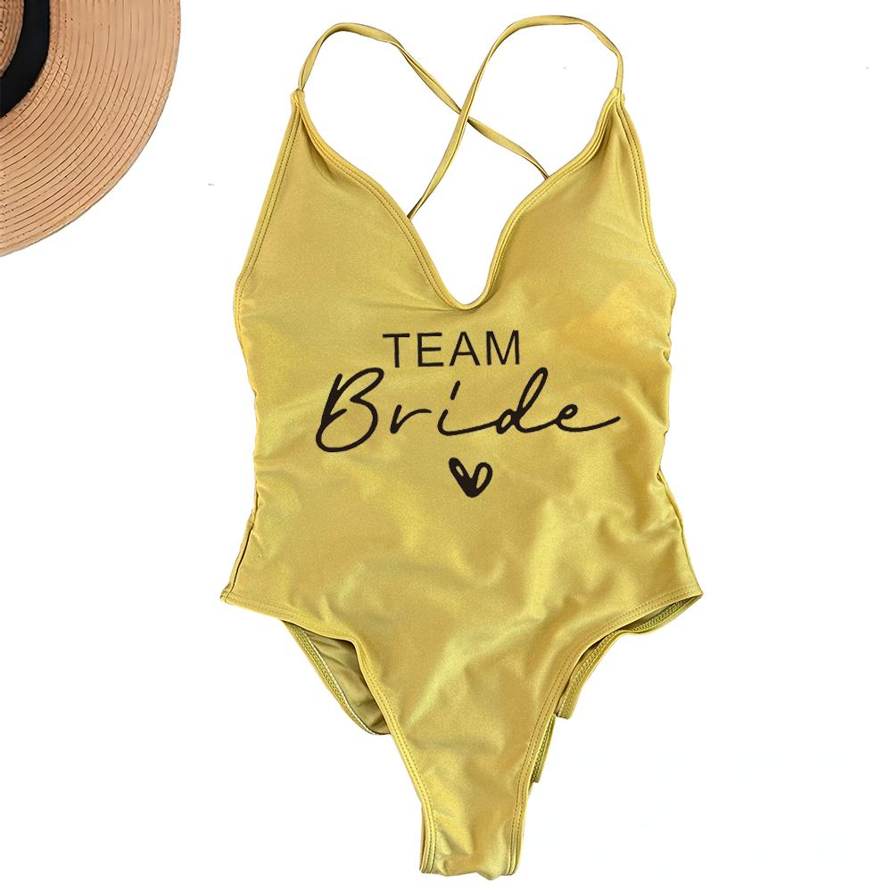 Sexy Padded One Piece Swimsuit Women Team Bride Swimwear Bikini Summer Bathing Suit Plus Size Beachwear Bachelorette Party Lady
