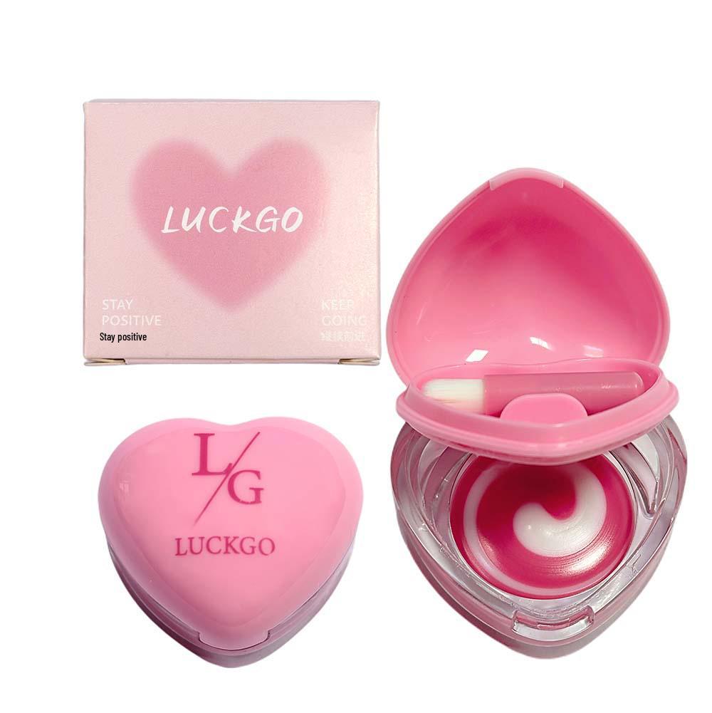 LUCKGO Heart-Shaped Brightening Two-Tone Lip Mask: Pink Tender Lip Balm for Girls - Autumn/Winter Moisturizing Hydration.