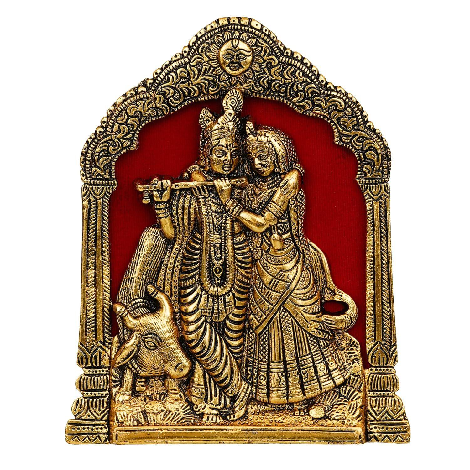 Webelkart Premium Metal Radha Krishna Idol Statue Wall Hanging for Home and Office Decor| Radha Krishna murti for Home Decor (