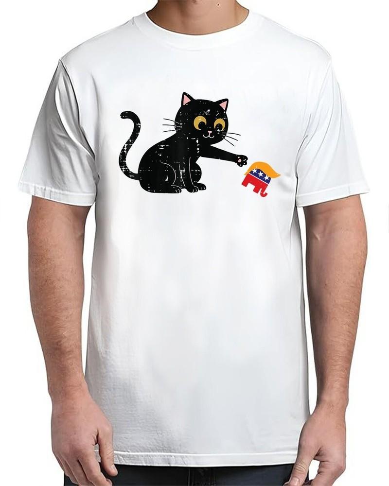 Cat Tipping Elephant Funny Vintage Adult S-4XL Unisex T-Shirt XXL