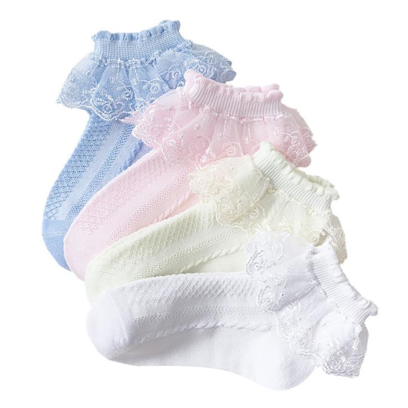 Baby Girl Socks Lovely Solid Color Breathable Princess Short Socks