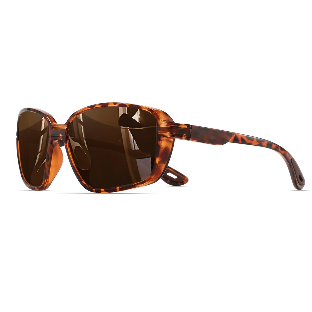 Classic Square Retro Polarized Sports Sunglasses - Oversized Wraparound Frame, UV400 for Fishing, Running, Hiking & Travel