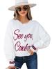 2025 Winter Women's Fashion: Warm Drop Shoulder Letter Embroidery Knit Pullover Sweater
