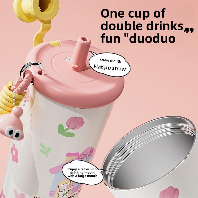 Cake Bear Cat Printed 700ml Stainless Steel Insulated Cup Large Capacity Gift