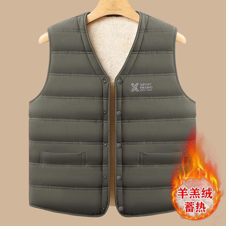 Зимний мужской флисовый теплый жилет-куртка с принтом букв, ветрозащитный, шерстяная подкладка, теплый, с V-образным вырезом, повседневные пальто, утепленный, утолщенный, уличные жилеты XL зелёный