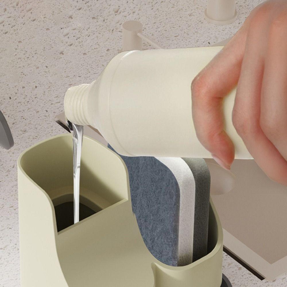 Küchenutensilien Seifenspender mit Schwammhalter Wiederverwendbarer Flüssigseifenspender Arbeitsplatte