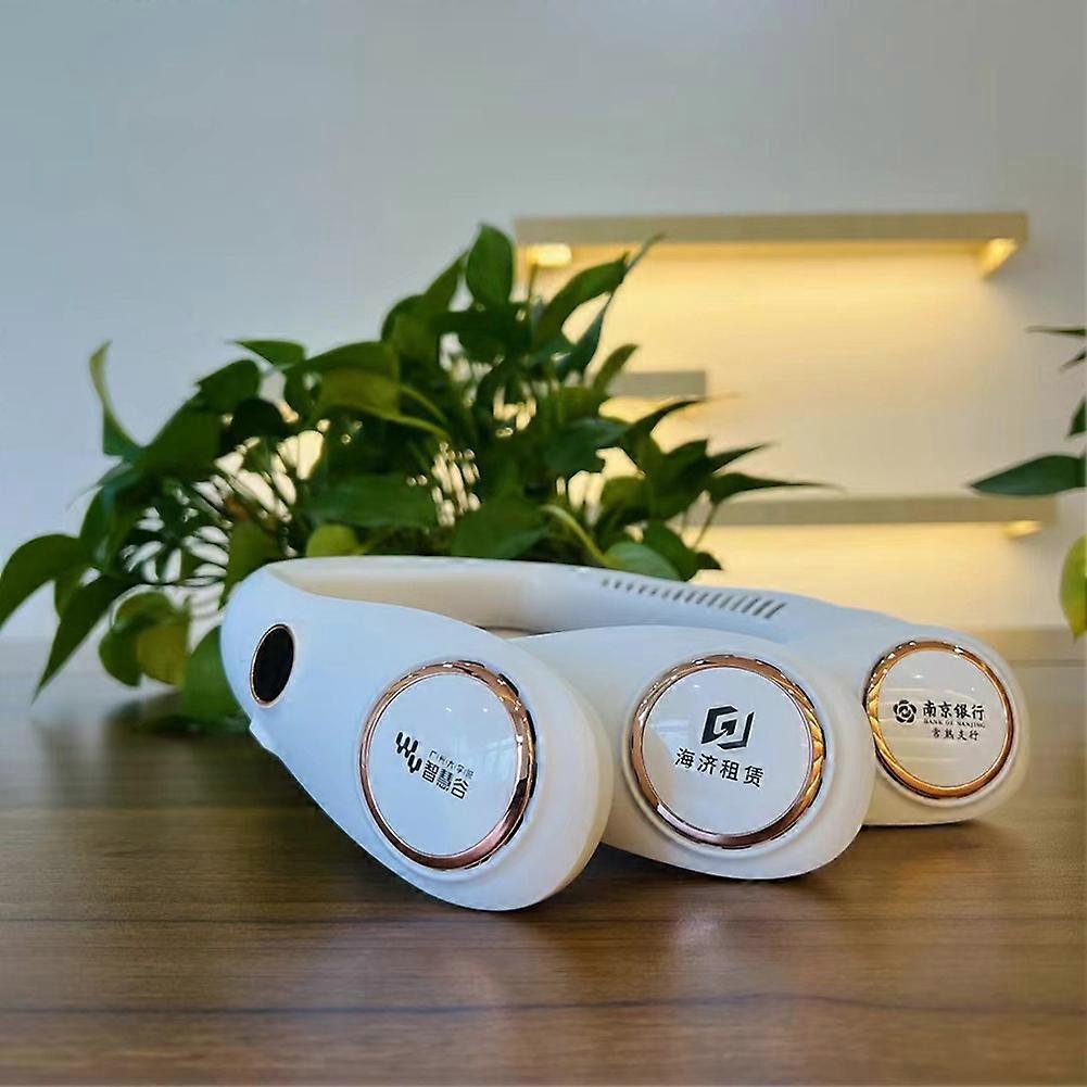 LED Bladeless Neckband Fan B Rechargeable Neck Hanging Cooler Portable Fan