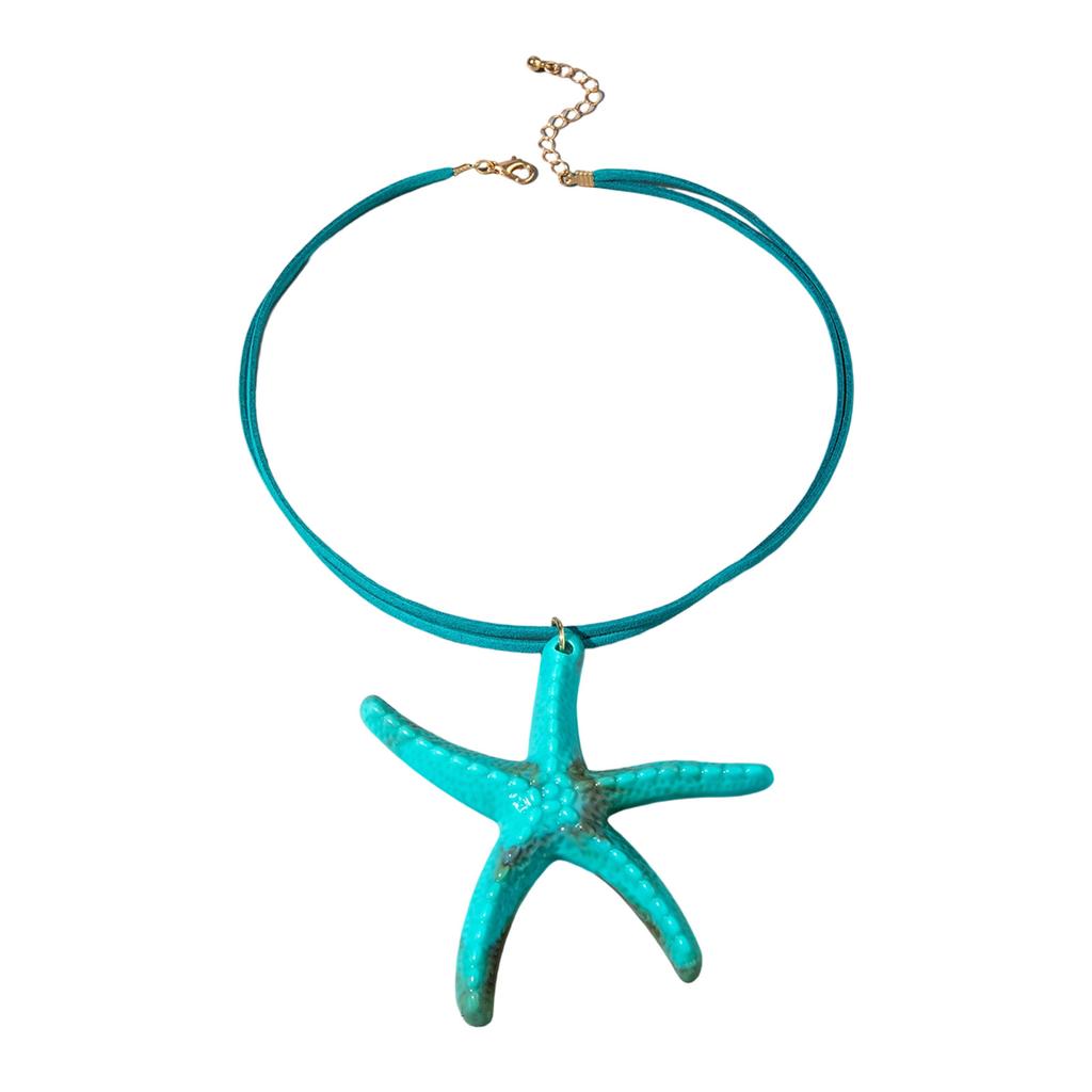 Bohemian Seestern Anhänger Statement Halskette Kühner Ozean Inspirierter Halsschmuck für Frauen Sommer Strandparty Accessoire