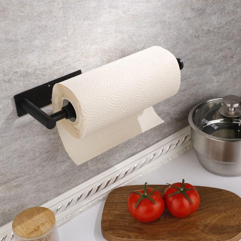 Portarotolo di Carta in Acciaio Inossidabile Montaggio a Parete con Supporto Adesivo Portasciugamani di Carta Senza Foratura Senza Buchi Organizzatore da Cucina
