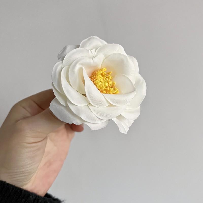 Camellia Flower Head Simulation Artificial Rose Decoration Fabric Flower Handmade Hotel Home Background Wall Props Red White
