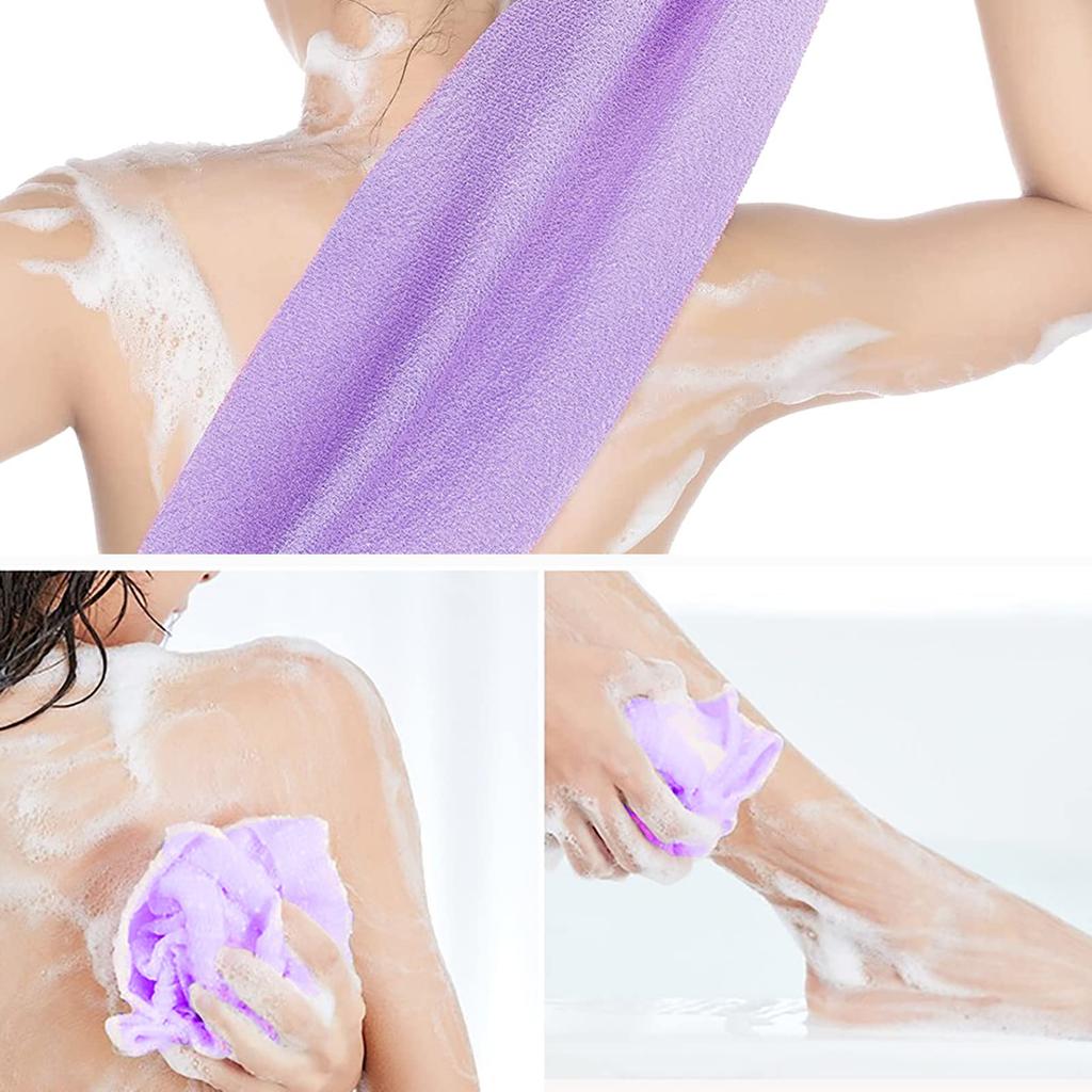 Linkidea Elastic Pull Strap Exfoliating Towels Bulk Wholesale Exfoliating Back Scrubber with Scrub Bath Deep Clean Skin for Body Shower 8-Pack Pack,