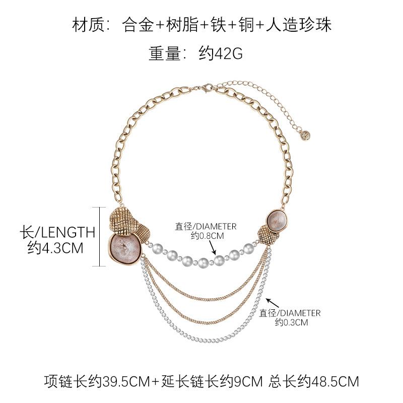 Original design gold retro pearl stacked necklace women s niche light luxury jewelry