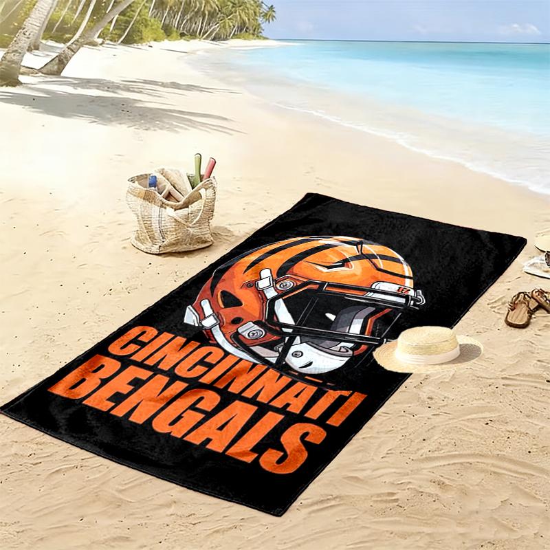 Cincinnati Bengals Print Beach Towel, Large Soft Quick Dry Towel for Beach Camping Swimming