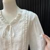 Spot available} French lace collar white shirt women's high-end light luxury gentle style shirt chic top