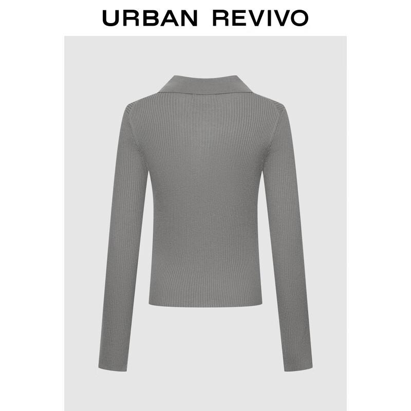 

Женский простой серый трикотажный свитер поло S