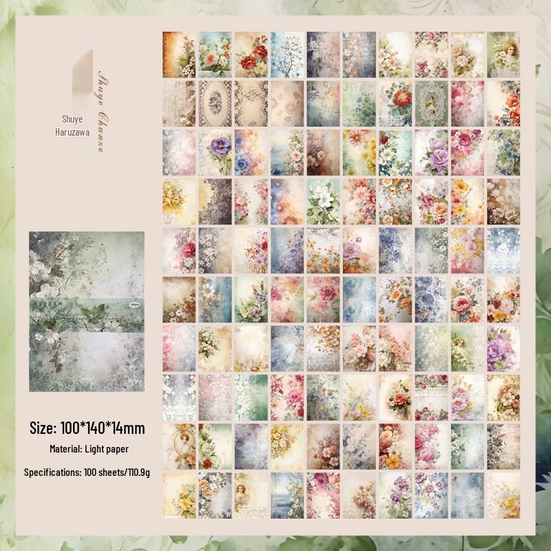 American Retro Floral Literary Journal Background Paper