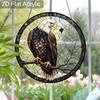 Acrylic Bald Eagle on Branch Suncatcher, Stained Glass Effect Window Hanging Ornament for Bird & Wildlife Lover Gifts