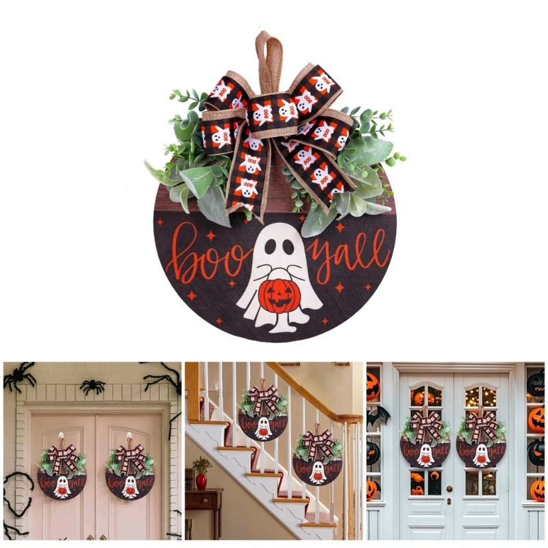 Handmade Wood Plaque Welcome Sign Stylish Indoor/Outdoor Wall Hanging for Halloween Enthusiasts Holiday Window display