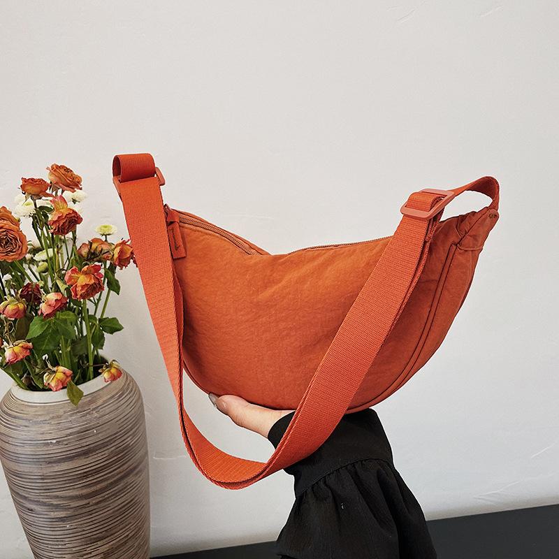 Dumpling Bag Stylish Versatile Lightweight Single-Shoulder Washed Fabric Bag Crossbody