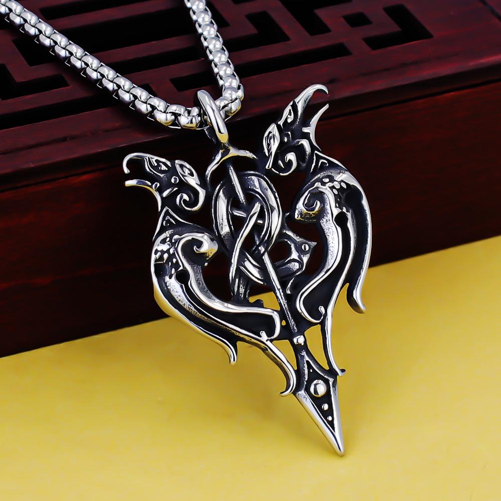 Odin Viking Helmet Titanium Steel Pendant Nordic Pirate Men's Necklace