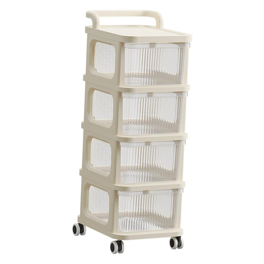 Rollwagen mit durchsichtiger Schublade Multifunktionaler Rollender Aufbewahrungswagen Organizer mit Rädern für Schlafzimmer