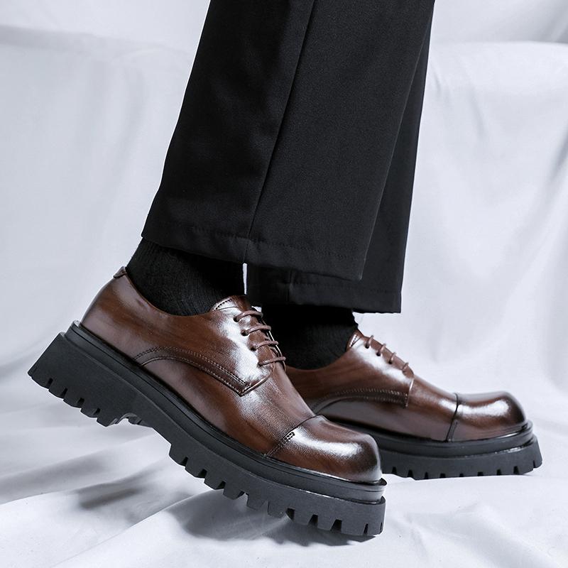 Fashion Men's height increasing leather shoes fashionable and casual new styleStylish Business Men Thick soled High Quality Trendy Men