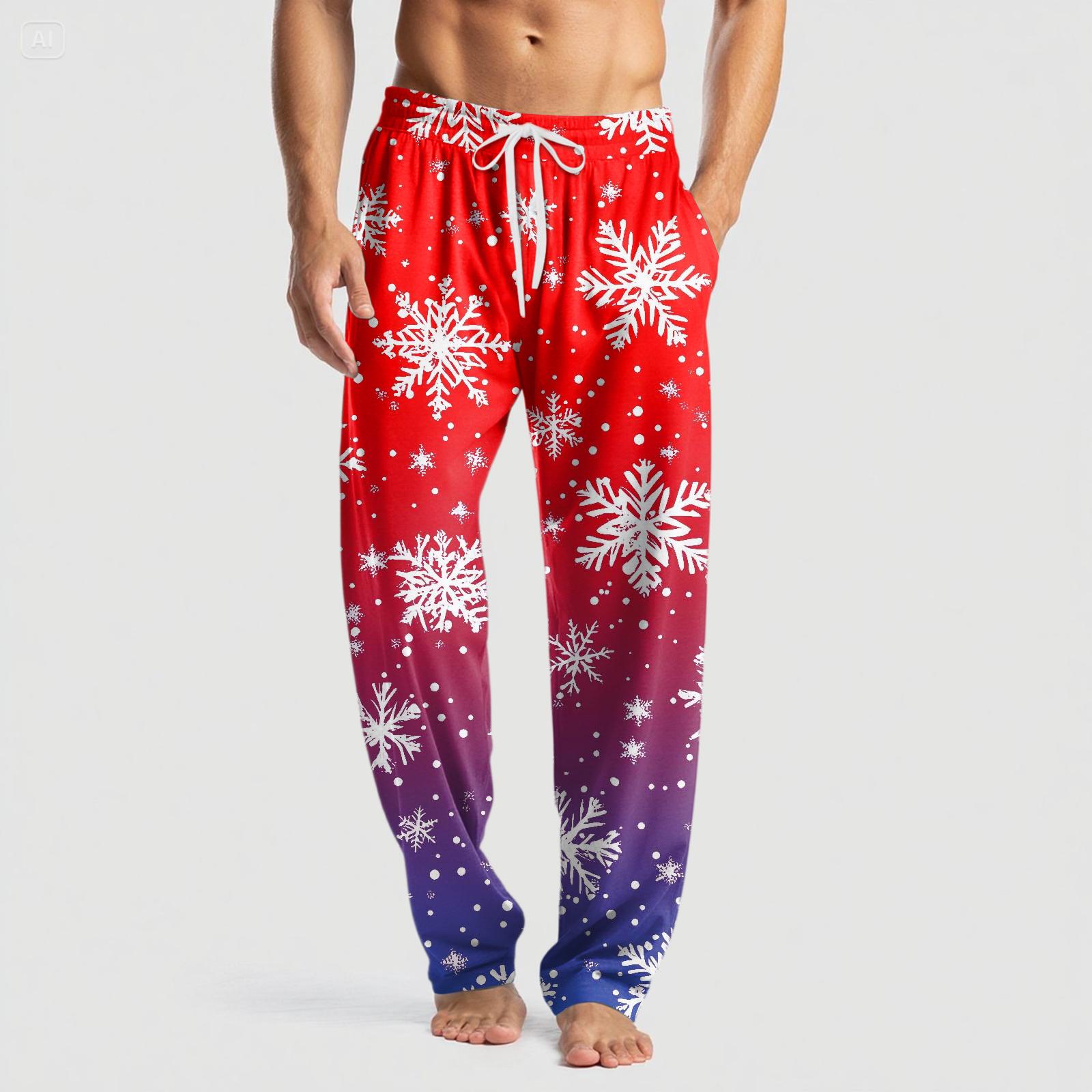 

Мужские вязаные модные брюки с принтом, карманами, повседневные, пижамные M киноварь