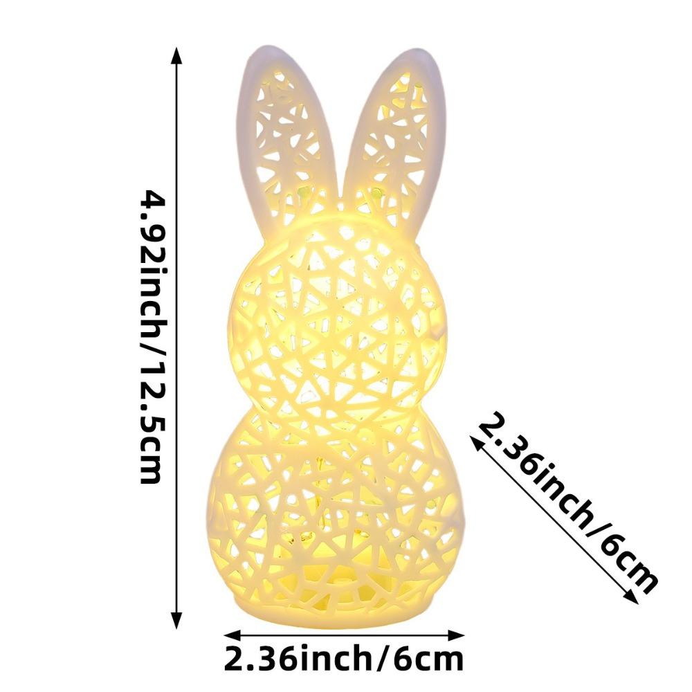 

3D Printed Rabbit Lamp Festive Atmosphere Hollow Design 3D Printed LED Table Decoration Easter Ornament Set Nursery Room белый
