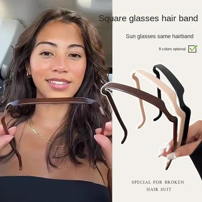 Yeni Kare Güneş Gözlüğü Plastik Hairband Kadınlar için Zarif Katı Görünmez Sabit saç tokası Kafa Bandı Saç Çember Süslemeleri Aksesuarları