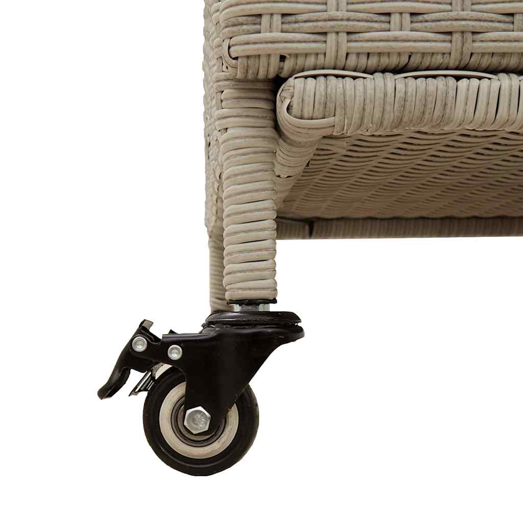Garden Storage Box with Wheels Light Grey 160 x 55 x 75 cm Poly Rattan