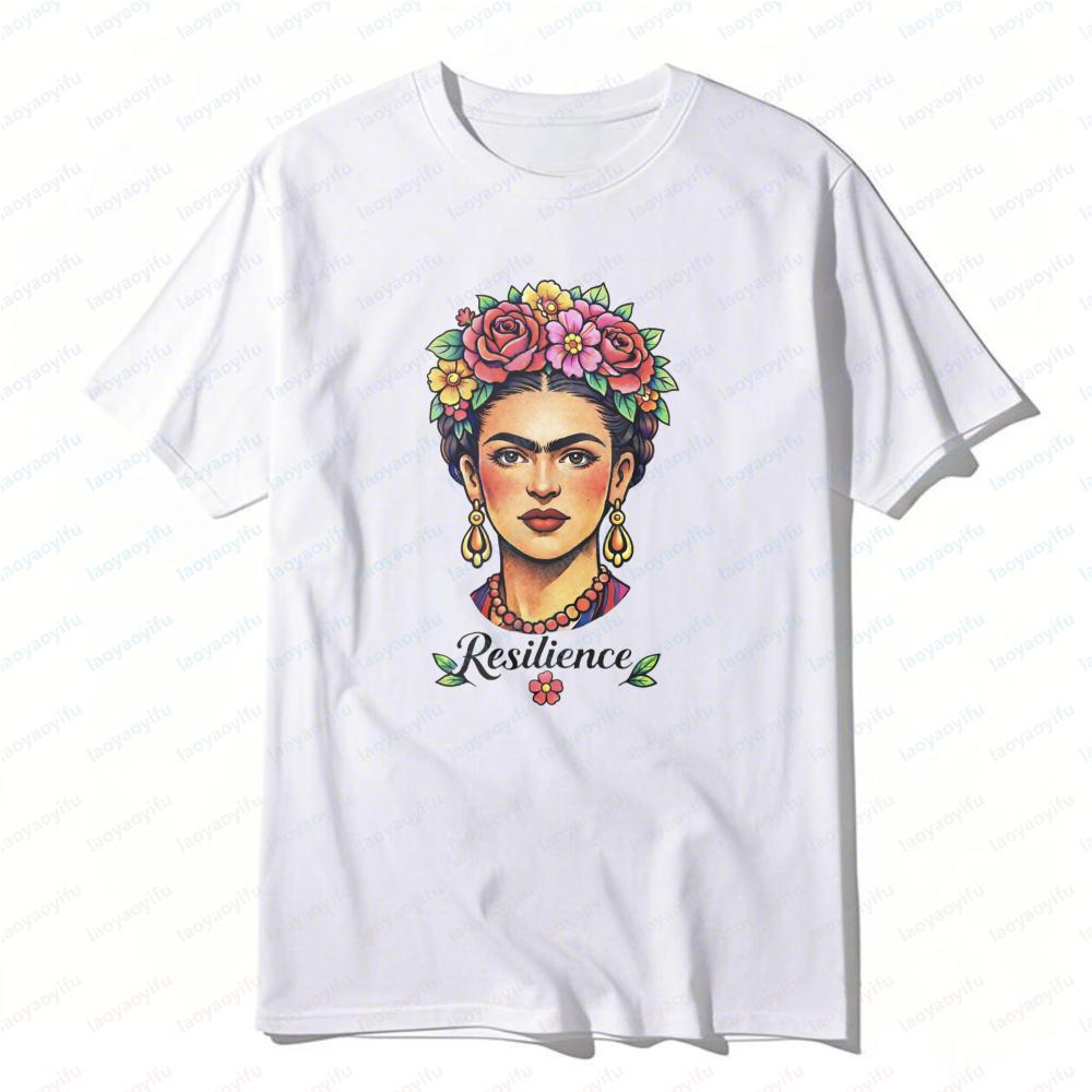 

Floral headband pattern T-shirt, Printed T-shirt, retro casual short-sleeved fashion women s top XXS