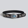 Retro Antique Quality High-end Heavy Industry Turquoise Carving Sheep Head Embroidered Embroidered Color Antique Fashionable Round Cake Belt