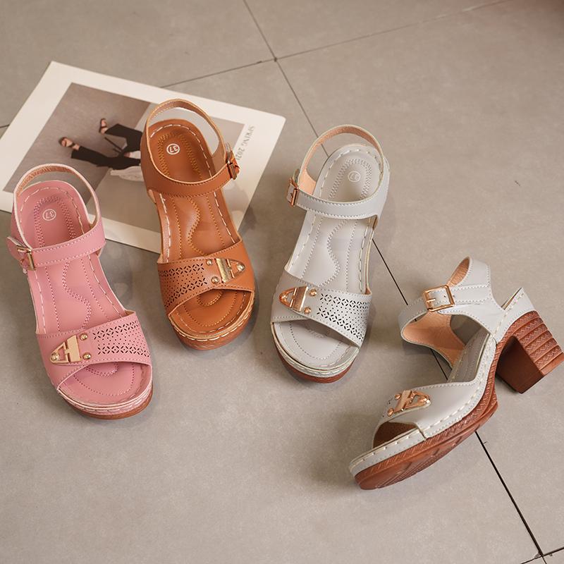 Módní dámské římské sandály Outdoorové letní sandály s otevřenou špičkou Ležérní nadměrná velikost 43 Plážové boty Luxusní přezka Dámské sandály Zapatos Mujer