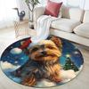 Runder Teppich mit Yorkshire-Terrier-Muster, Teppich für Wohnzimmer, Schlafzimmer, Spielzimmer, Rutschfeste Fußmatte, Feiertagsgeschenke und Geburtstagsgeschenke.