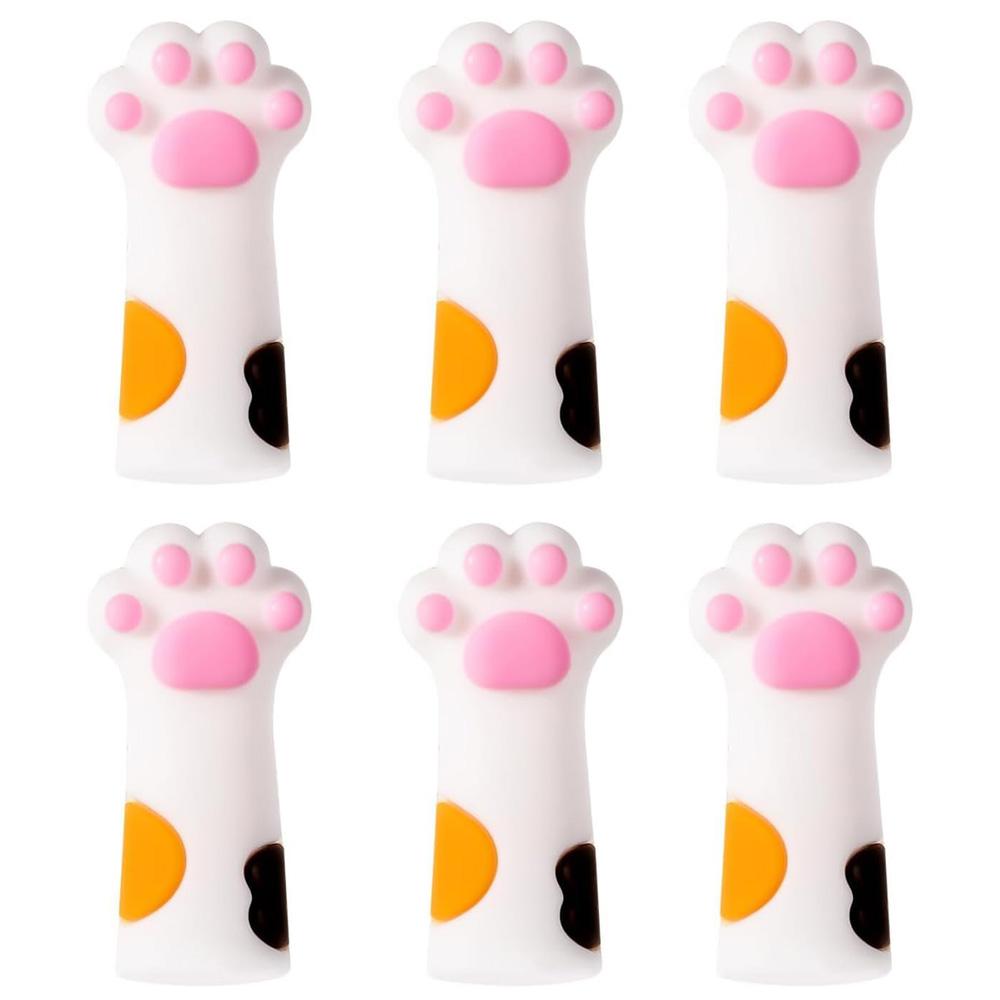

6 шт. милые кошачьи лапки фиксаторы для спиц наконечники игл силиконовый протектор против линьки колпачок DIY ткацкий инструмент швейные принадлежности белый
