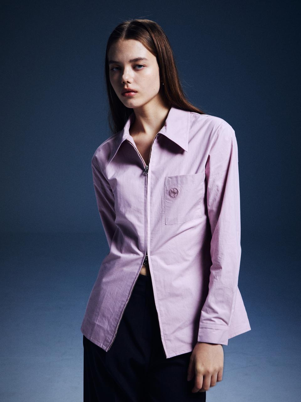 Renezmia Two-Way Zip-Up Shirt _ Pink