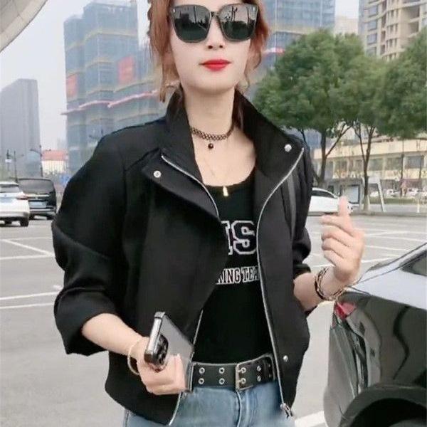 Women's Short-Sleeve Stylish Baseball Jacket for Spring and Fall—Casual Jacket for Petite Women