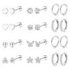 Pairs Stainless Steel Flatback Tragus Stud Earrings for Men Women Screwback Cartilage Helix Barbell Piercing Earrings Stud Set