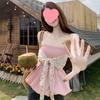 Pink Bow Bandeau: Versatile Sweet & Spicy Summer Top for Women - Petite Bodycon Style