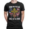 Stand For The Flag Kneel For The Cross Men's T Shirts Veteran's Day Novelty Tees Short Sleeve T-Shirt Cotton Gift Merchandise