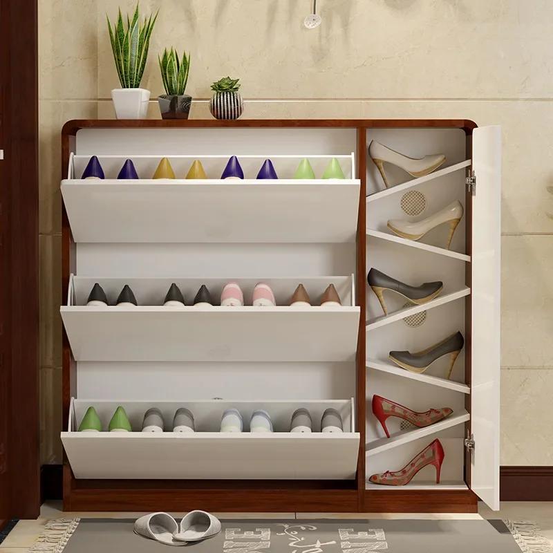Large-capacity Ultra-thin Shoe Cabinet Dormitory Entrance Shoe Rack Storage Cabinet Solid Wood Light Luxury Home