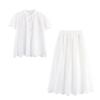 European and American Style French Women's Clothing Fashion Versatile Temperament Casual Embroidered Top + Embroidered Skirt
