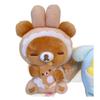 Cute Plush Bear Doll With Rabbit Ears Sleeping Scene Pendant Keychain Soft Stuffed Animal Toy Ornament