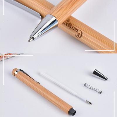 Conjunto de 4 unidades de caneta esferográfica de madeira de bambu 1,0 mm ponta de bala caneta esferográfica de tinta preta azul