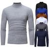 Men's Solid Color Long Sleeve T-Shirt Casual Basic High Neck Design Bottom Shirt Plus Size