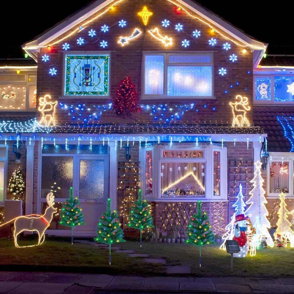 Solar Christmas Tree Lamp Solar-Powered Xmas Ground Lights Lawn Lamp Outdoor Yard Garden Decorative